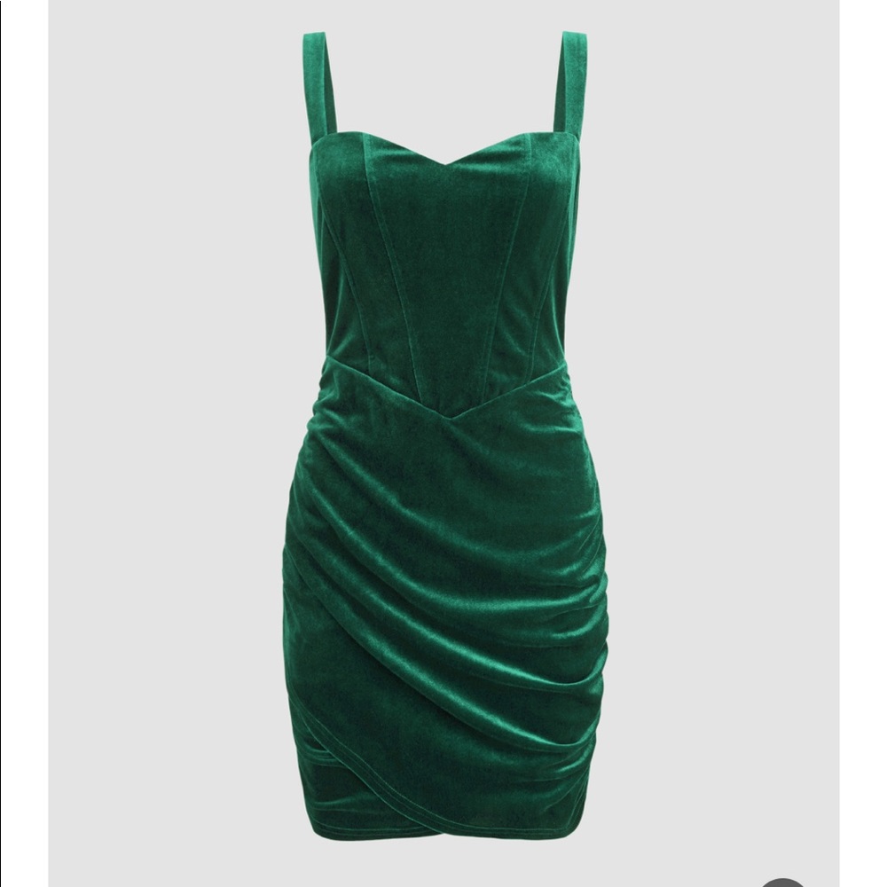 Velvet Corset Cami Mini Dress OLIVE GREEN